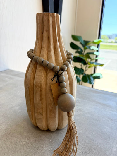Natural Wood Bead Tassel