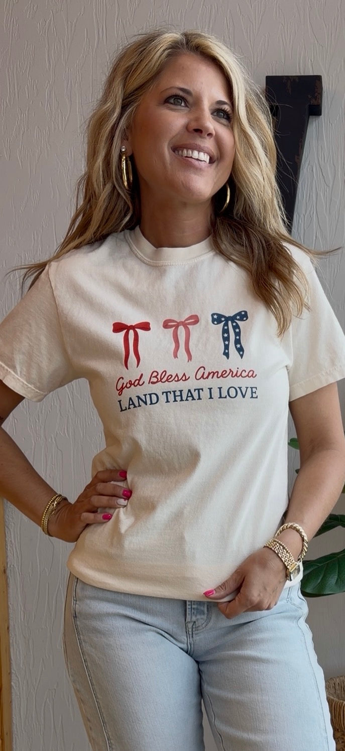 God Bless America Bow Tee