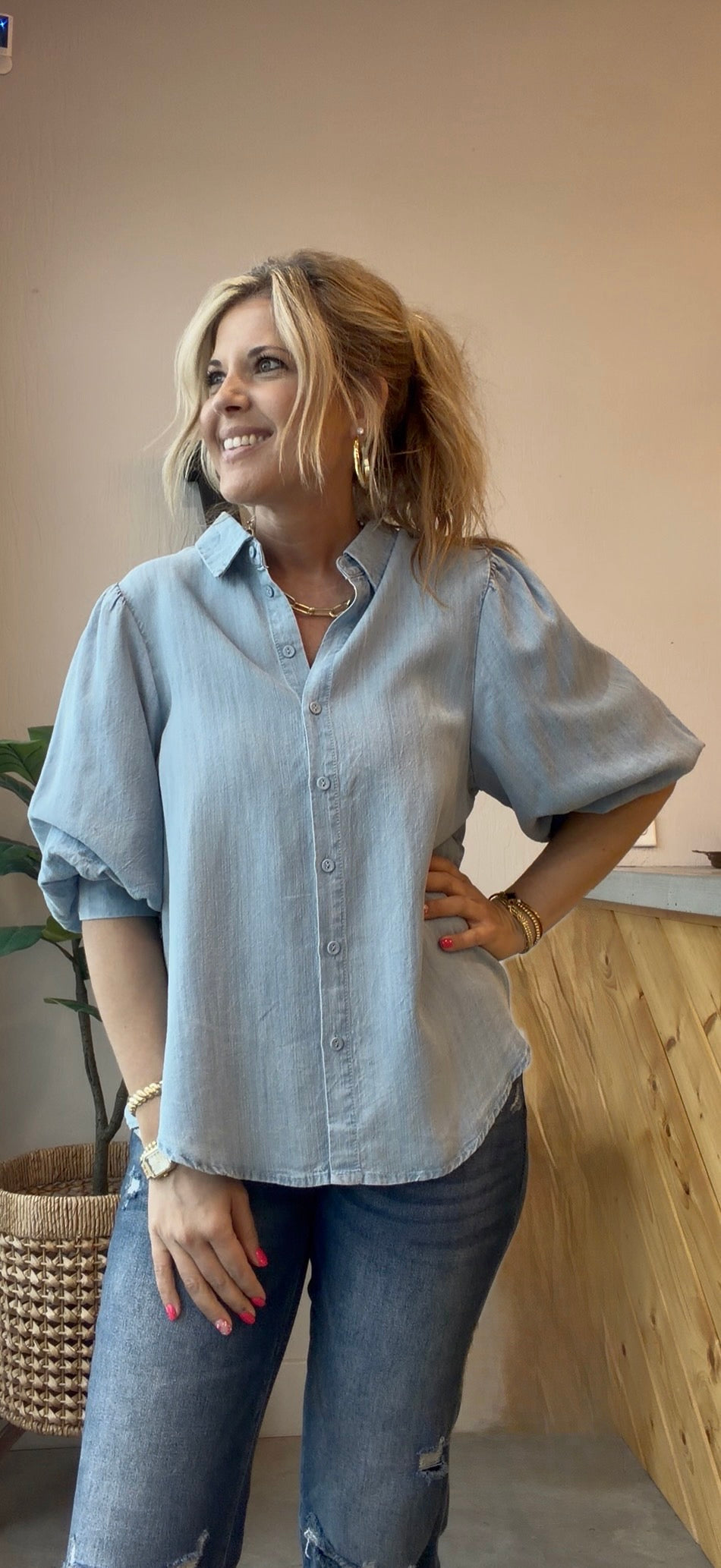 Lillian Chambray Top
