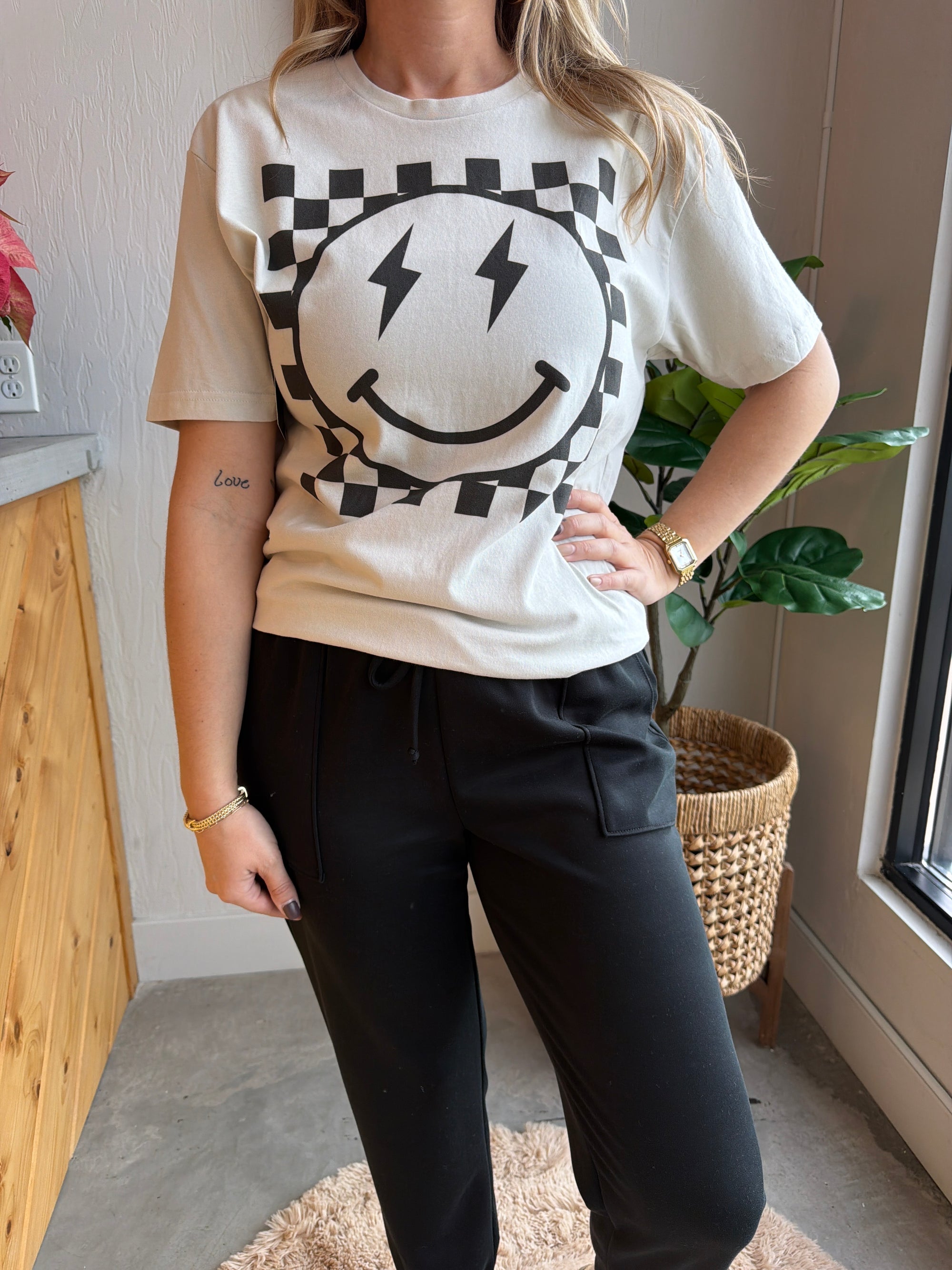 Checkered Smiley Tee