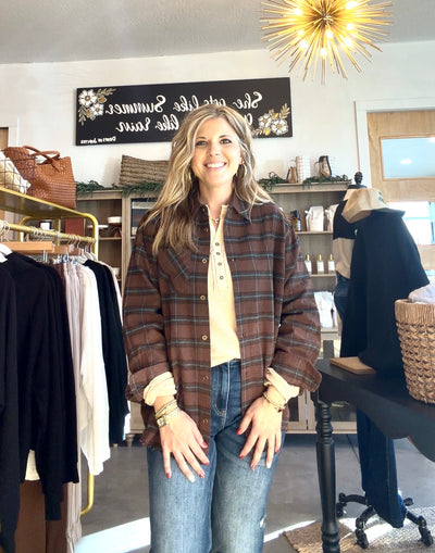 Cocoa Coast Plaid Button Up