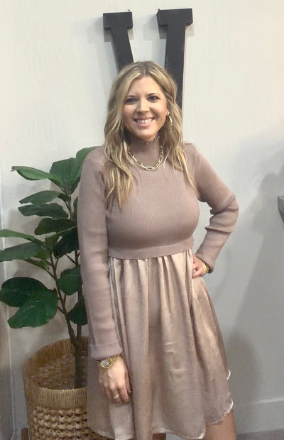 Dusty Rose Mixed-Media Dress