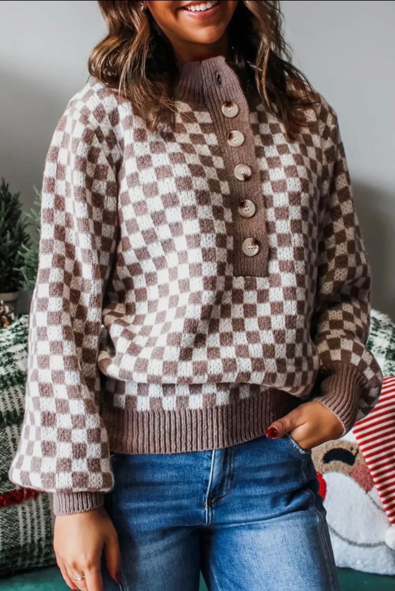 Milk + Mocha Check Sweater