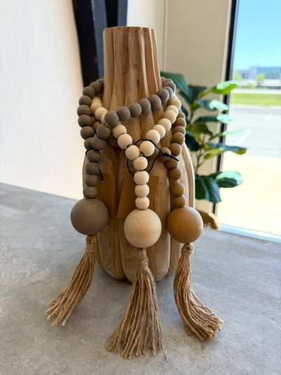 Natural Wood Bead Tassel