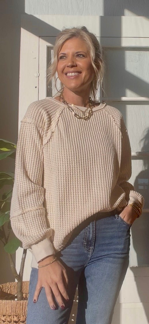 Waverly Textured Pullover-Cream