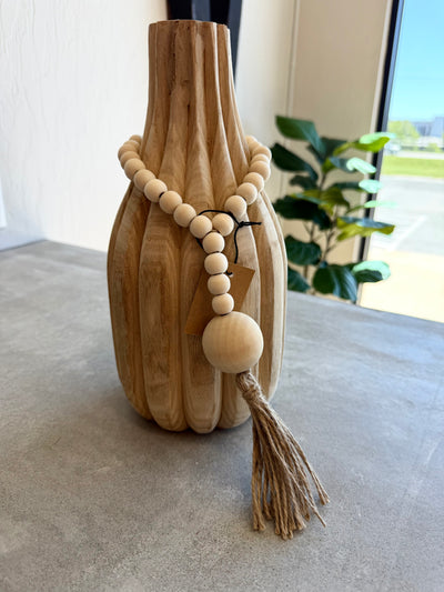 Natural Wood Bead Tassel