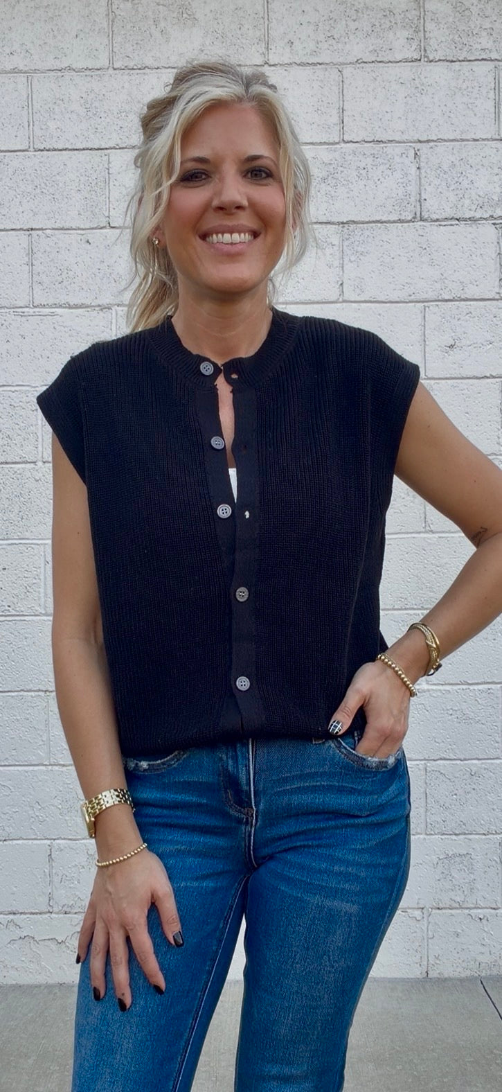 Lila Sweater Vest - Black