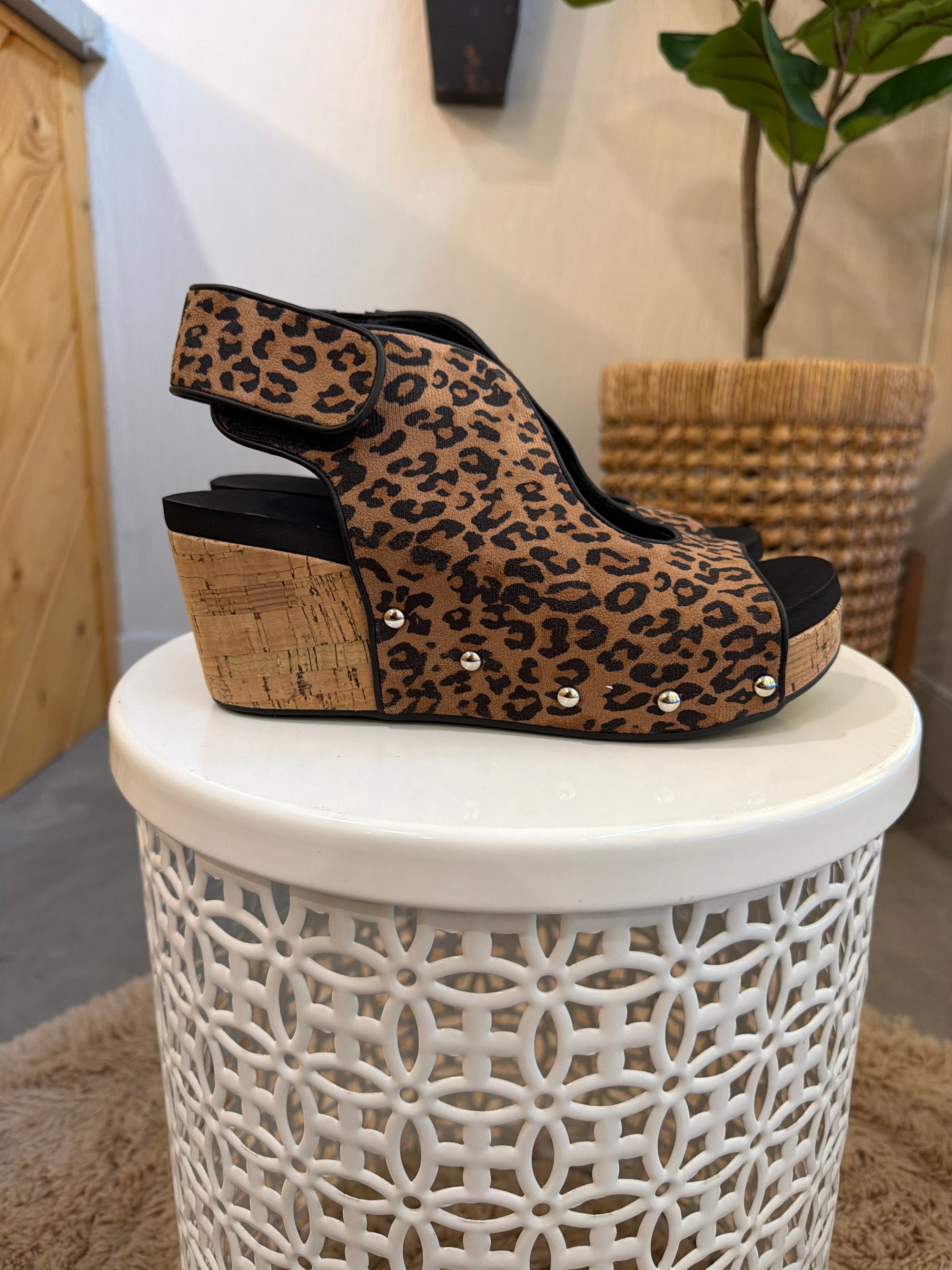 Corky's "Frisky" Leopard Wedge