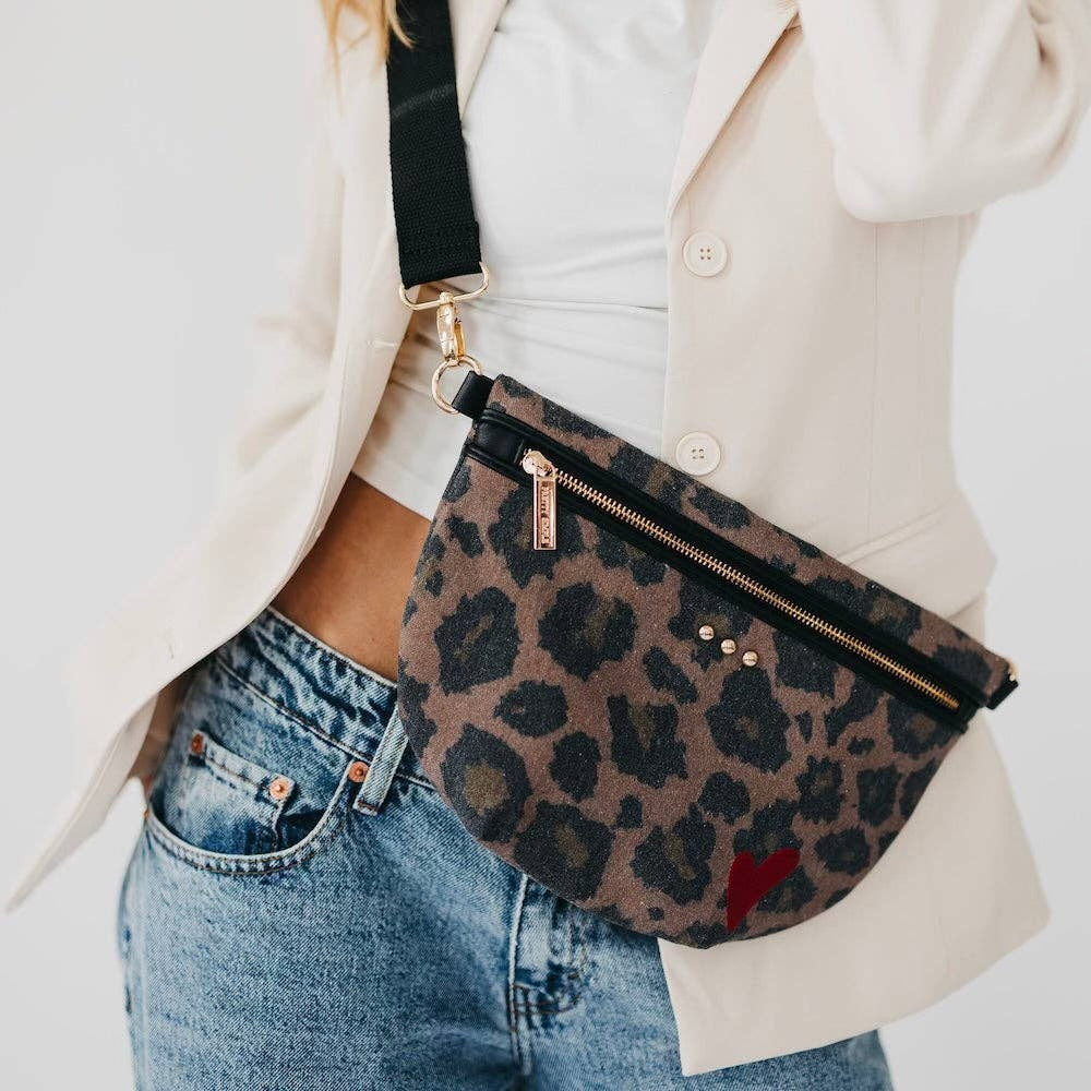 Love Note Canvas Belt Bag-Leopard