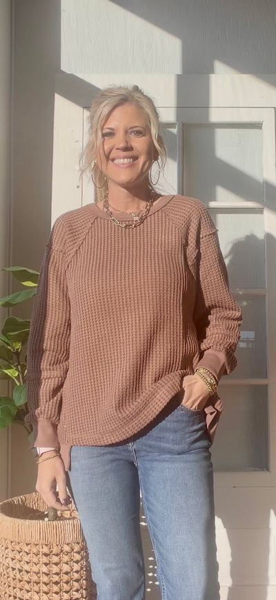 Waverly Textured Pullover-Mocha