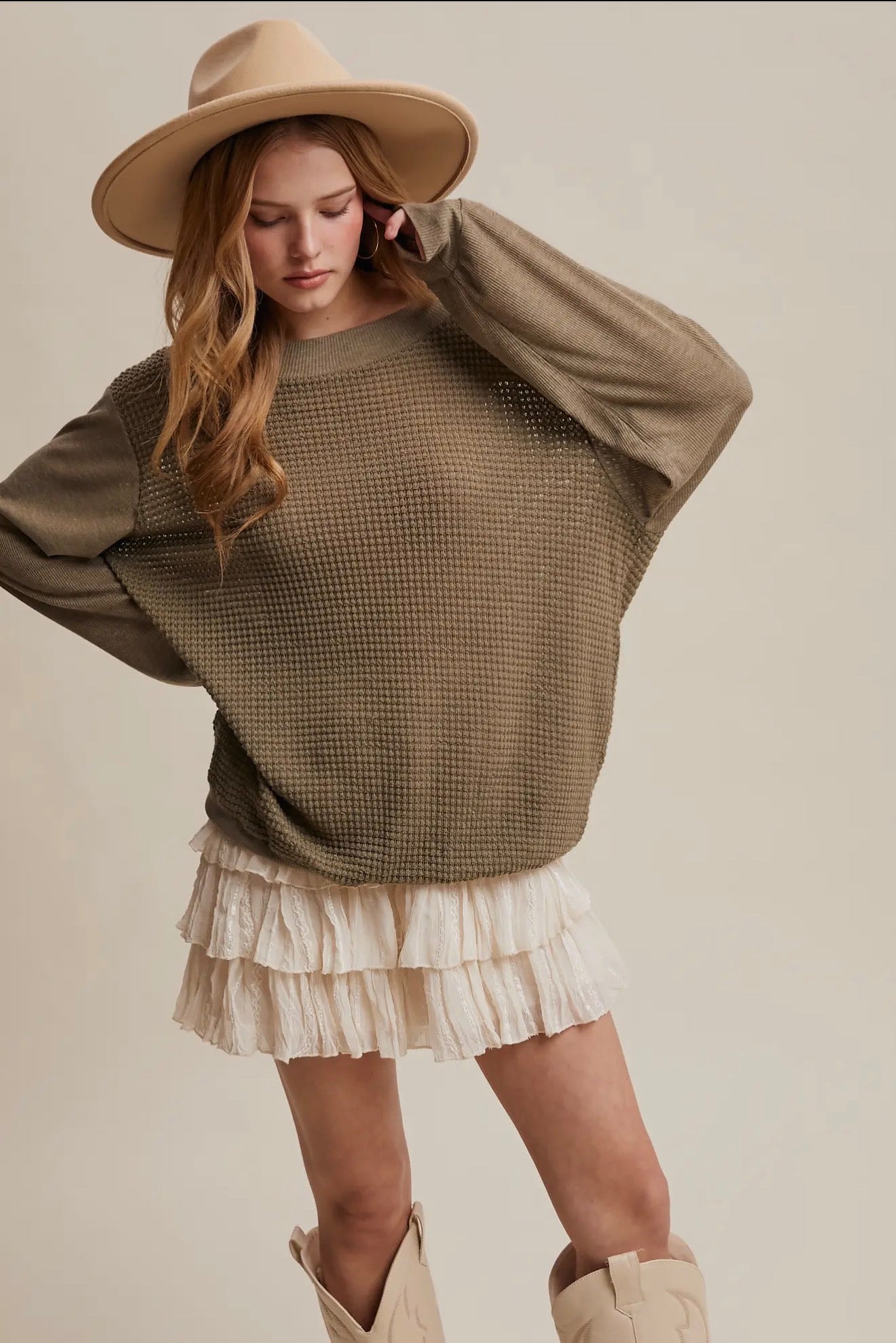 Olive Grove Waffle Knit
