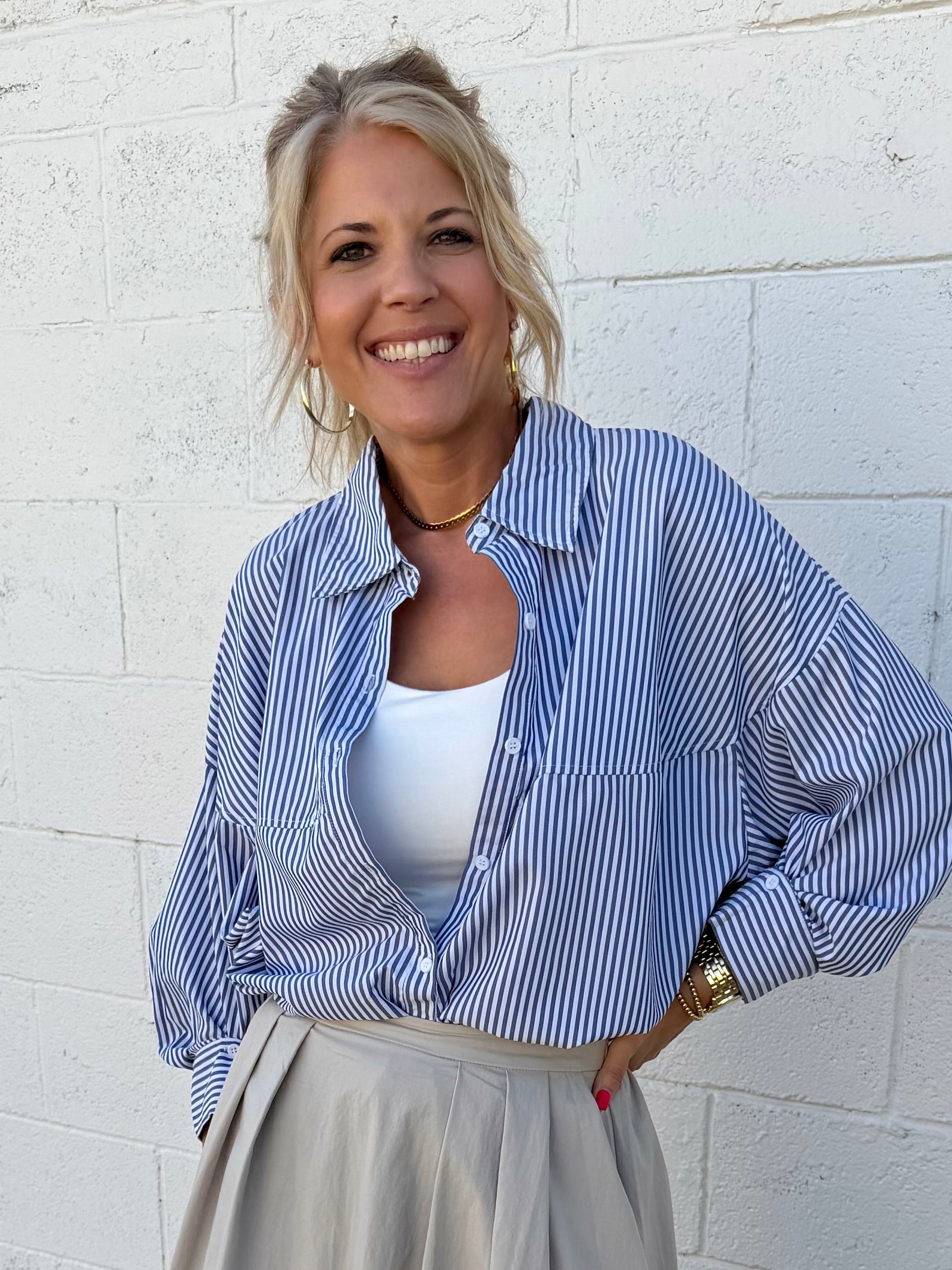 Classic Striped Button-Up