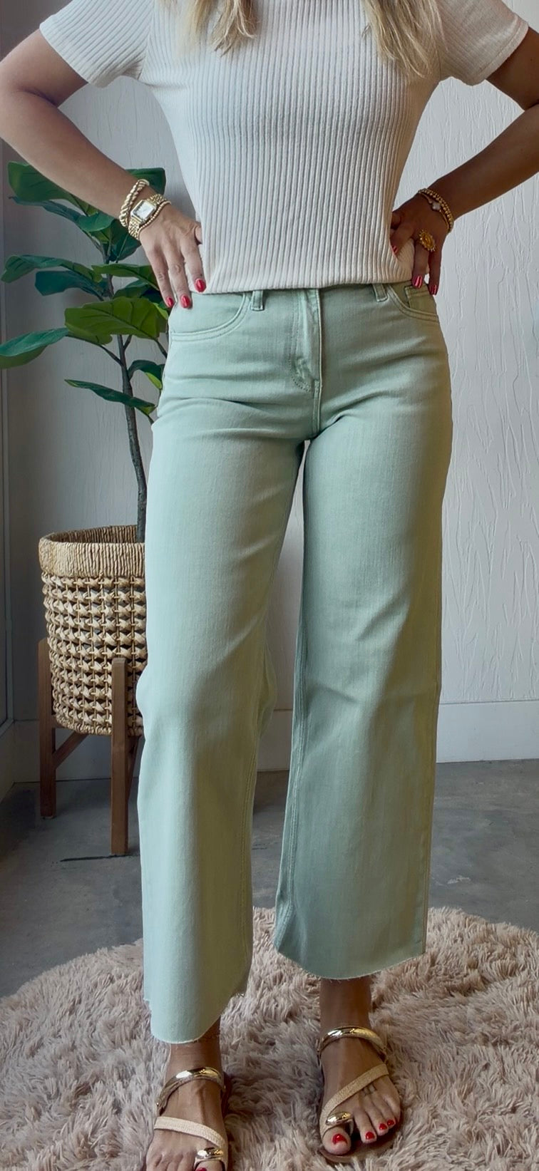 Olivia Mint Wide Leg Crop