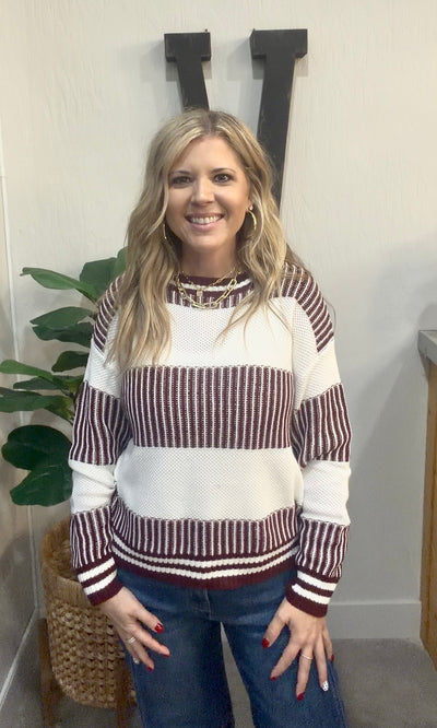 Cranberry Stripe Cozy Knit