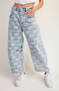 Patchwork Barrel Jeans