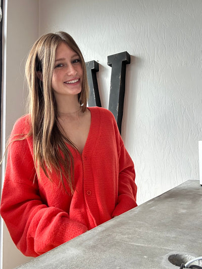 Red Button Cardigan