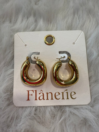 18K Gold Non-Tarnish U Hoop Earrings