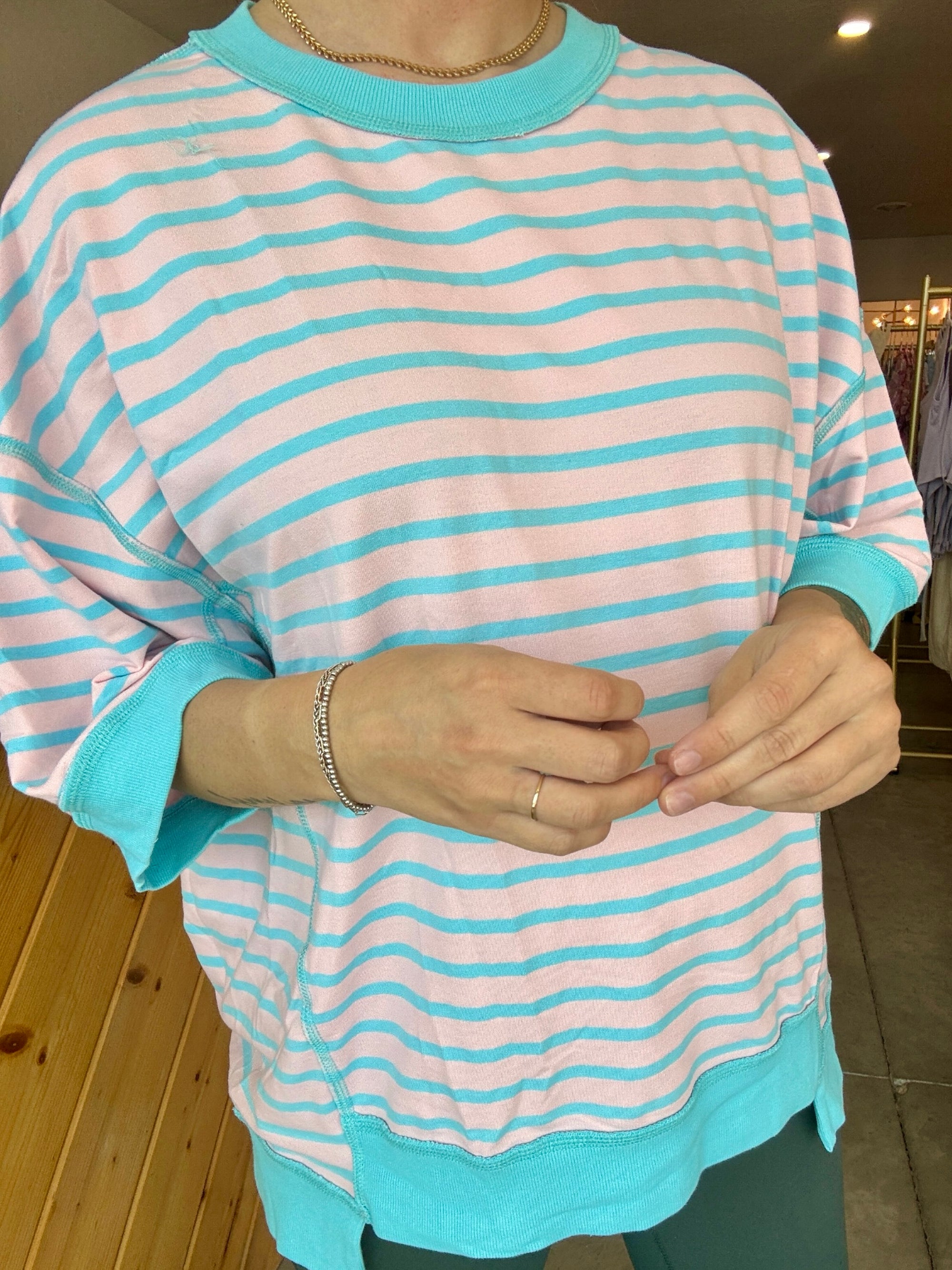 Blue & Pink Striped Top