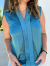 Teal Satin Blouse