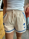 Taupe Blue Detail Shorts