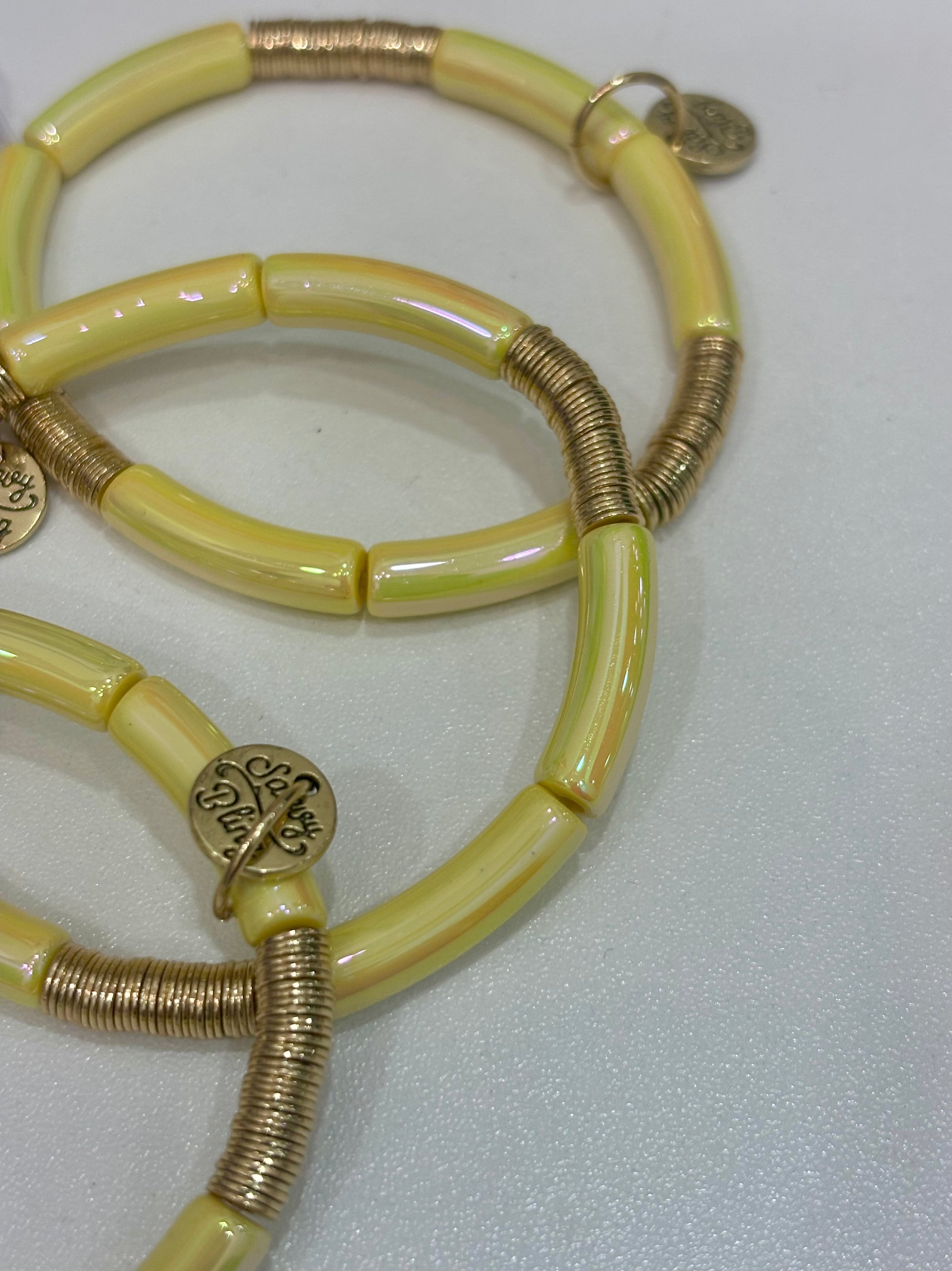 Yellow Metallic Tube Bracelet