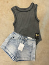 Grey Washed Ribbed Tank