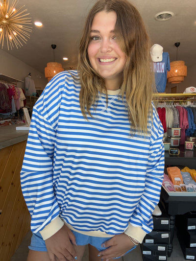 Blue Striped Casual Top