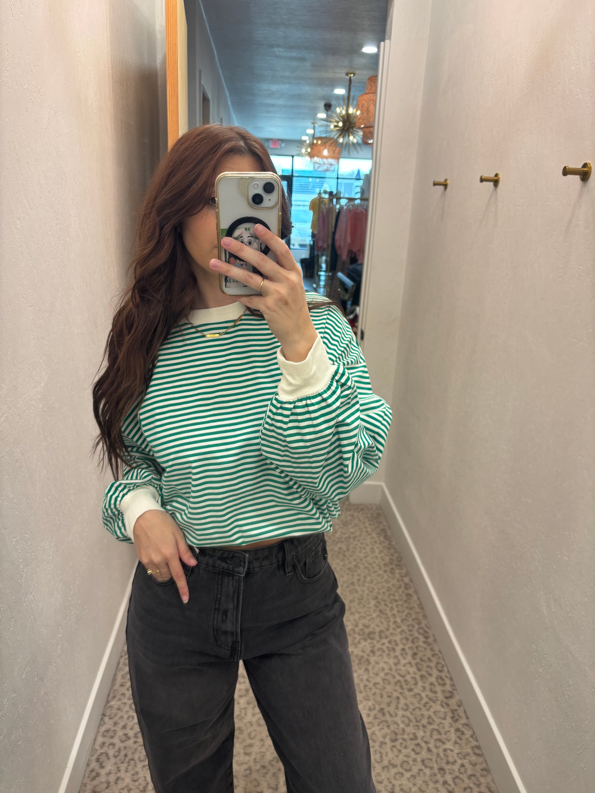 Green Striped Top