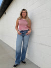 Red Striped Sweater Tank
