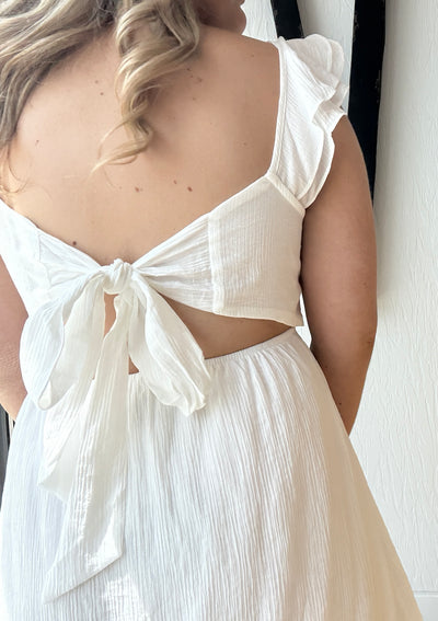 White Ruffle Sleeve Dress