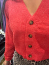 Red Cropped Cardigan