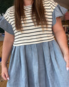 Striped Flutter Sleeve Dress