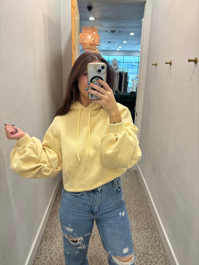 Yellow Scrunched Copped Hoodie