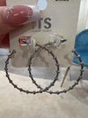 Thin Silver Beaded Hoops