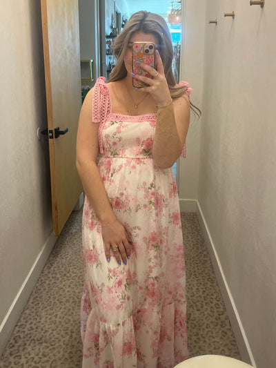 Pink and White Floral Dress