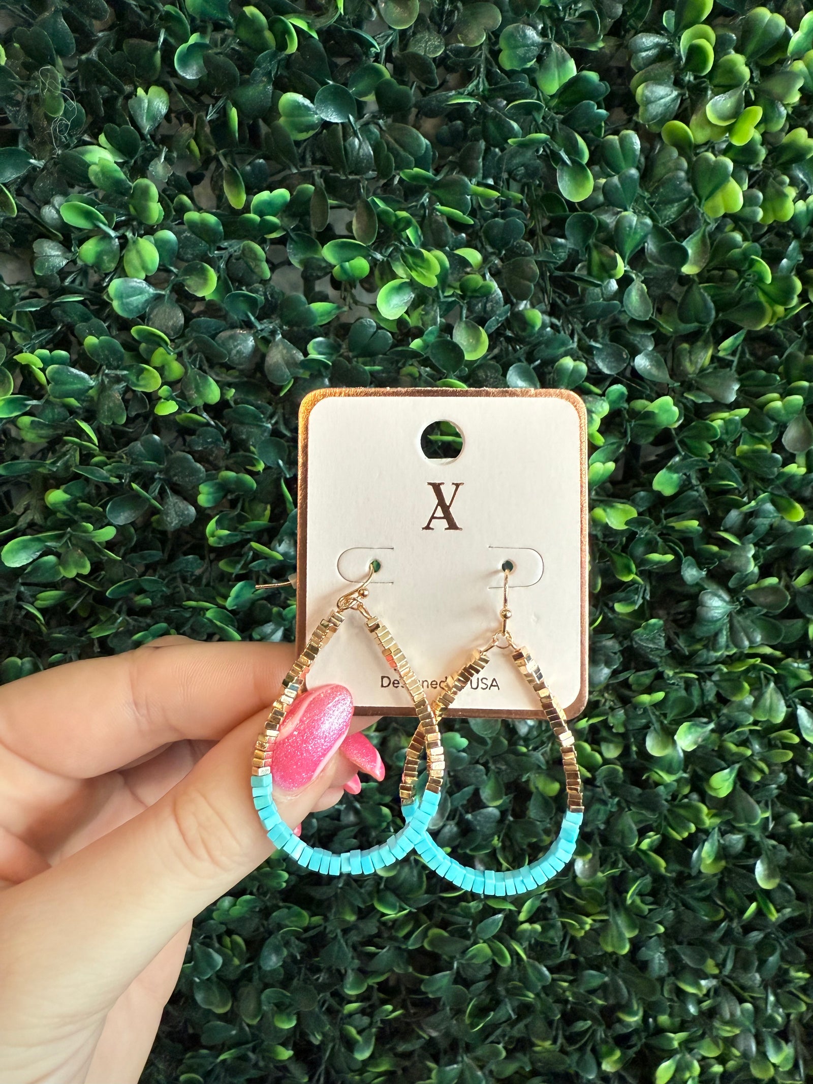 Gold and Turquoise Teardrop Earrings