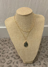 Gold Layered Necklace With Grey Stone