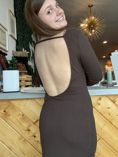 Brown Backless Maxi Dress