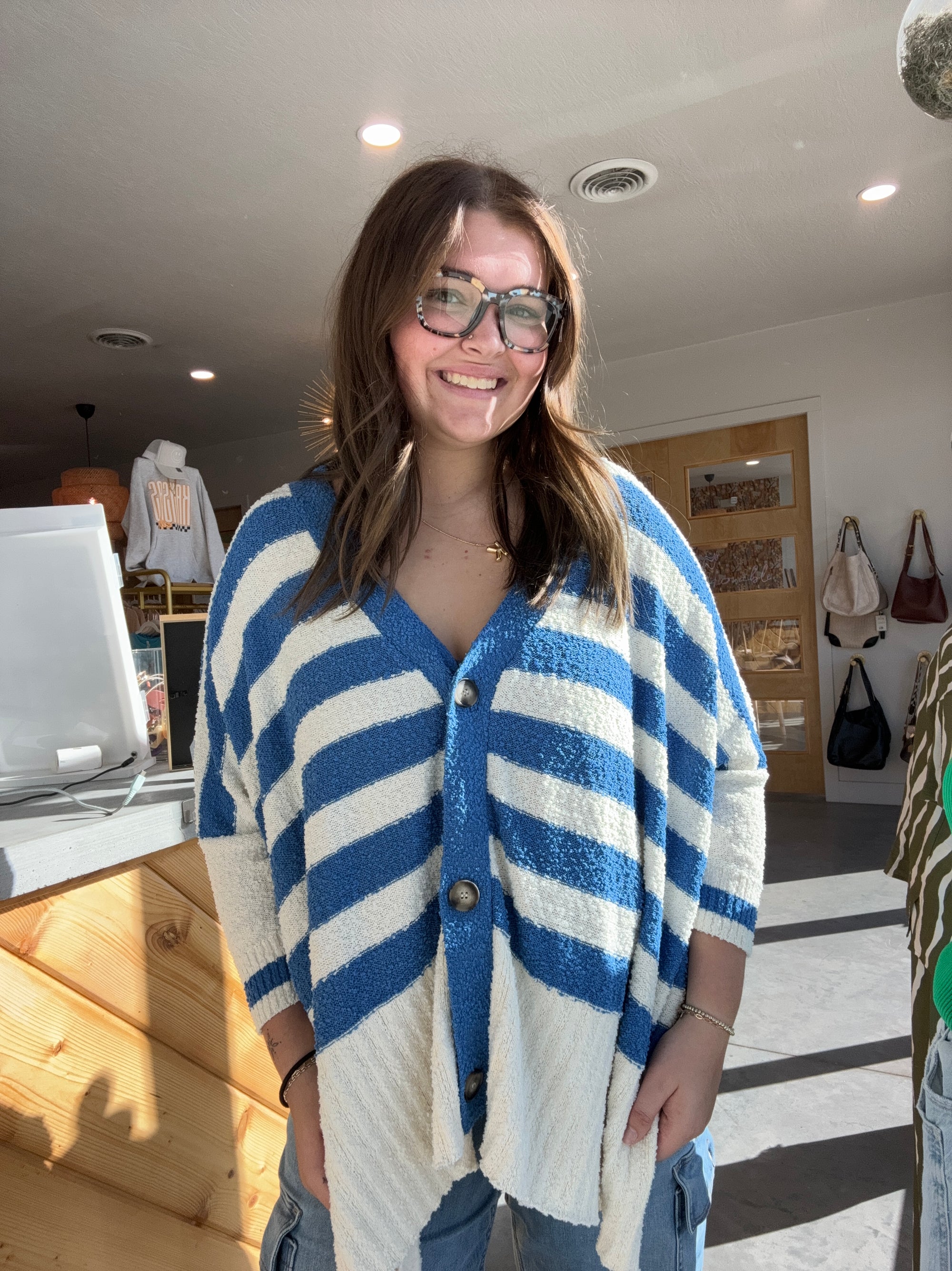 Blue Striped Cardigan