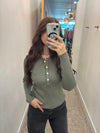 Olive Rib Knit Top