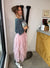 Blush Pink Ruffle Midi Skirt