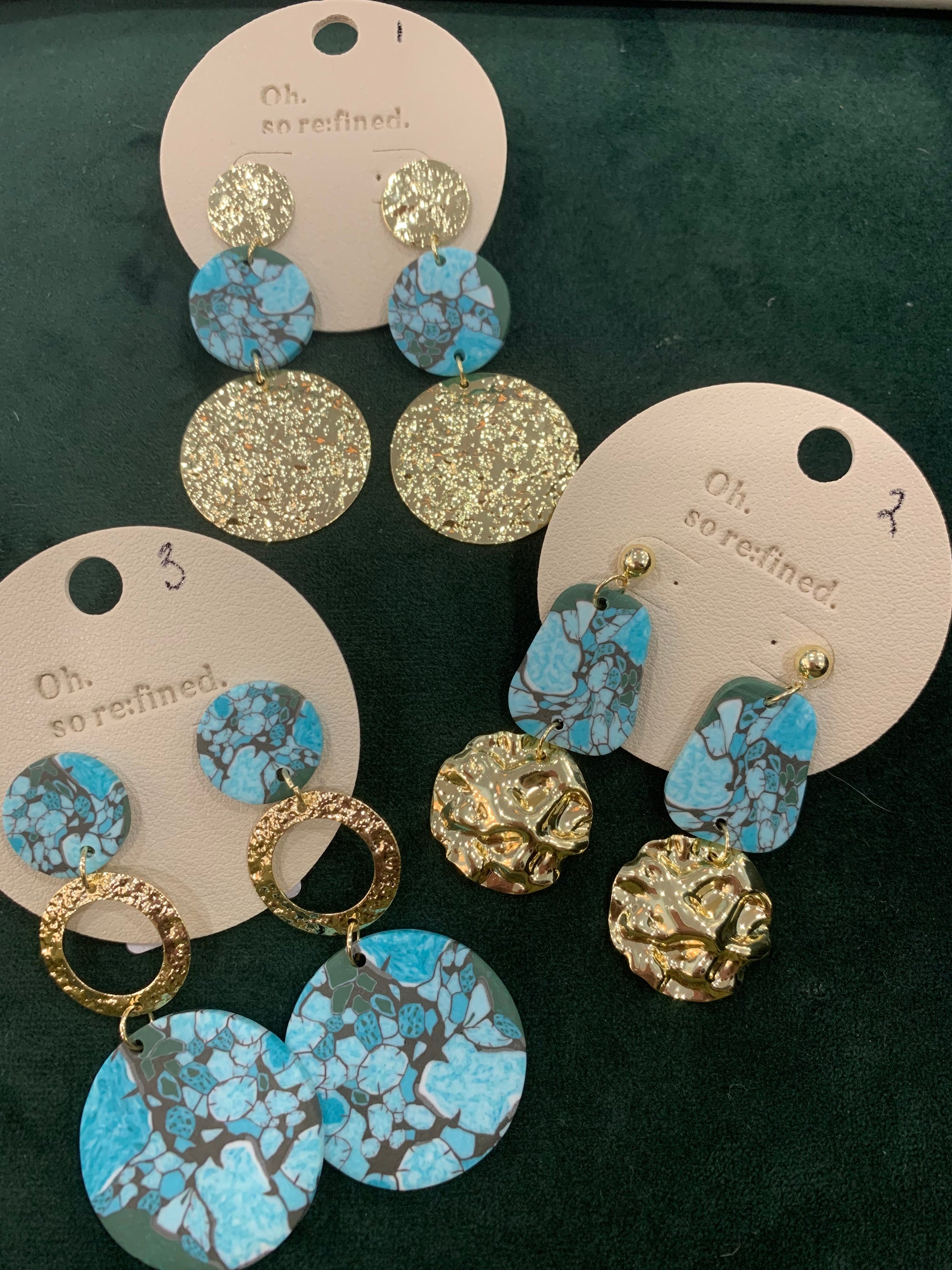 Turquoise Metal Drop Earrings