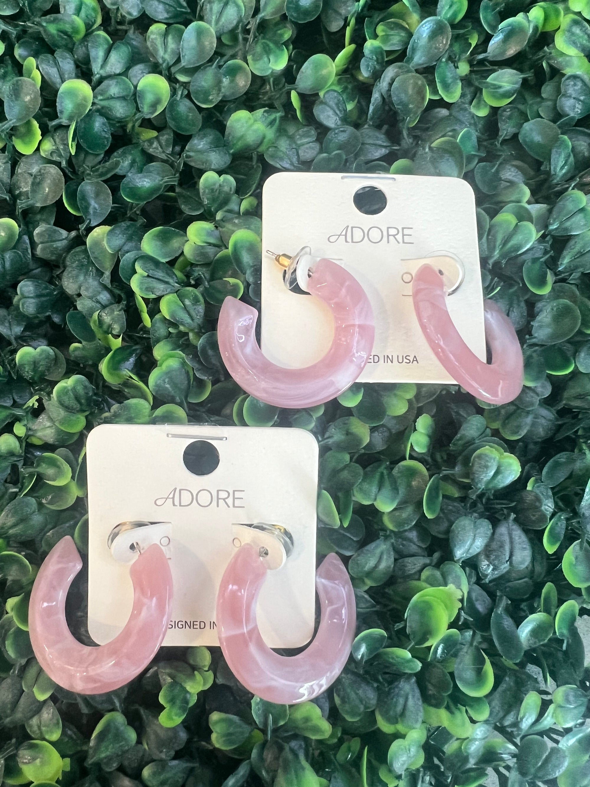 Pink Marble Earrings